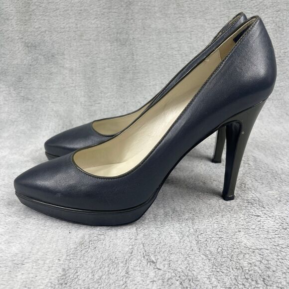 Gianfranco Ferre Pump Heels Shoes Navy Green Women's Size 39 US 9 Leather - Picture 3 of 16